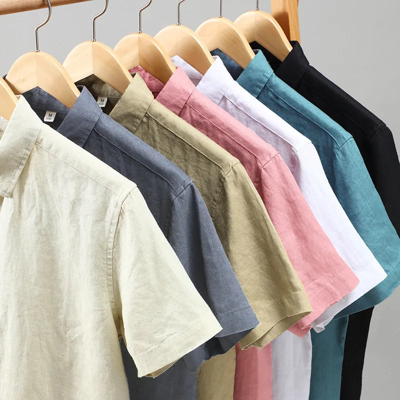 Chemise en lin homme à manches courtes, légère et décontractée 2