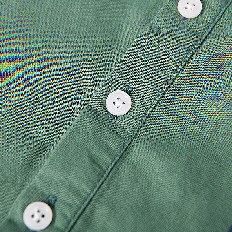 Chemise en lin homme à manches courtes col mandarin élégante 8