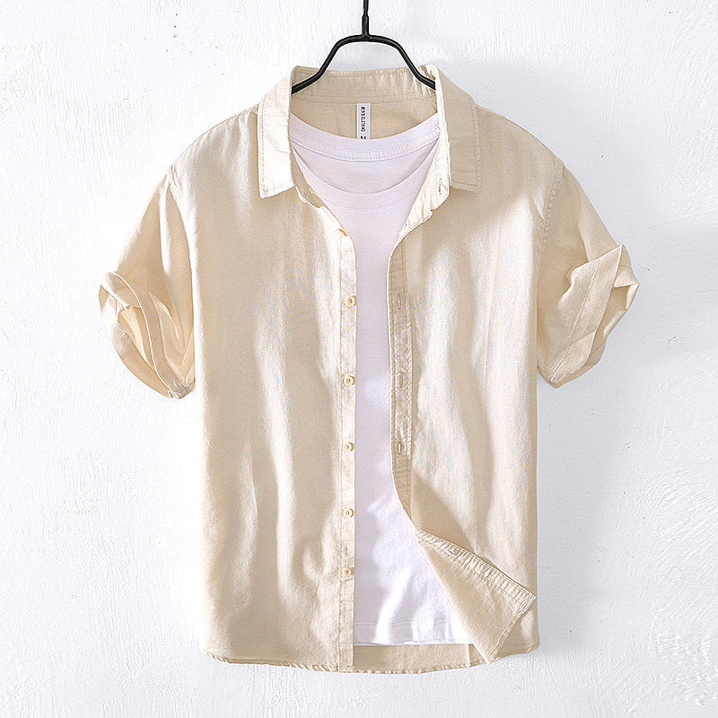 Chemise en lin homme à manches courtes décontractée et légère 10