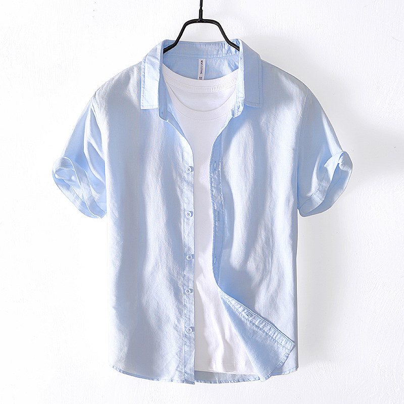 Chemise en lin homme à manches courtes décontractée et légère 11