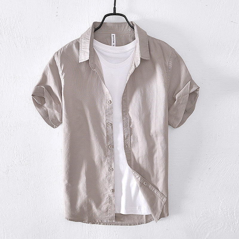 Chemise en lin homme à manches courtes décontractée et légère 12
