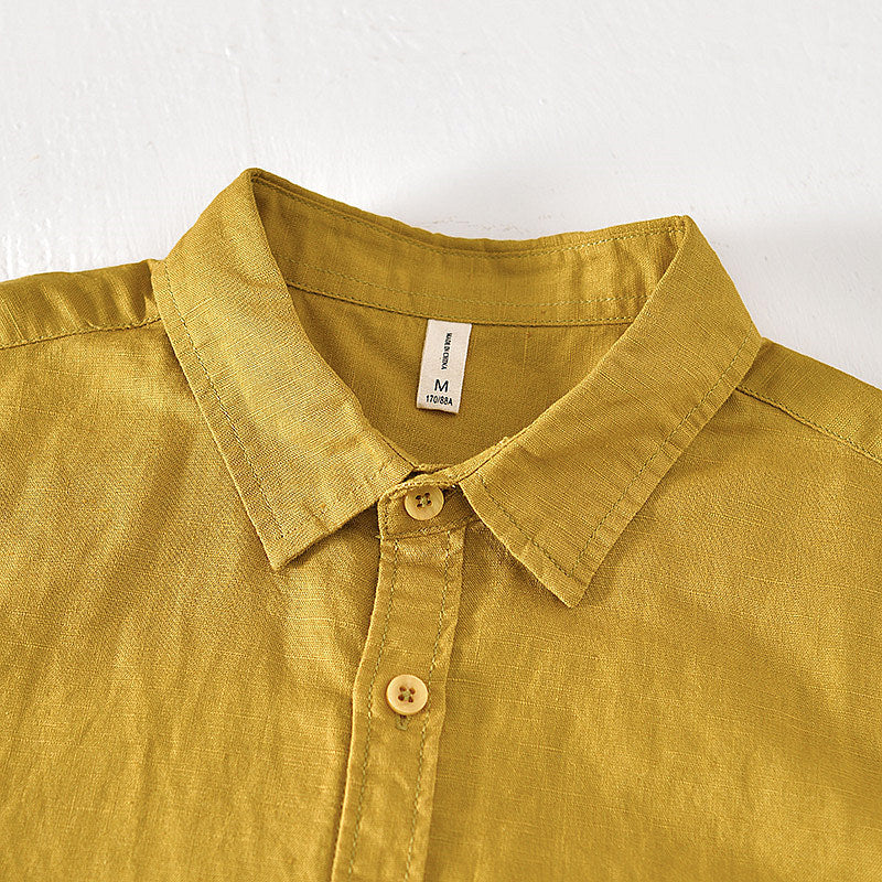 Chemise en lin homme à manches courtes décontractée et légère 2