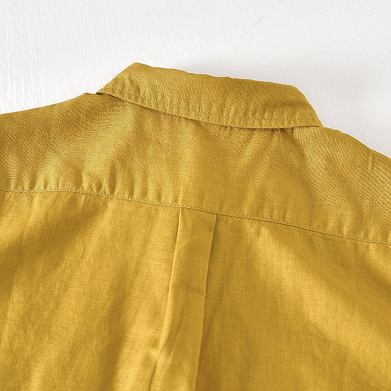 Chemise en lin homme à manches courtes décontractée et légère 3