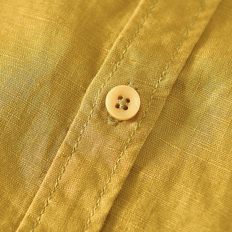 Chemise en lin homme à manches courtes décontractée et légère 4
