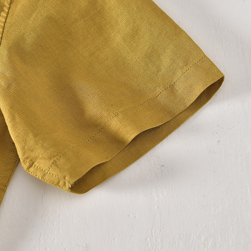 Chemise en lin homme à manches courtes décontractée et légère 6