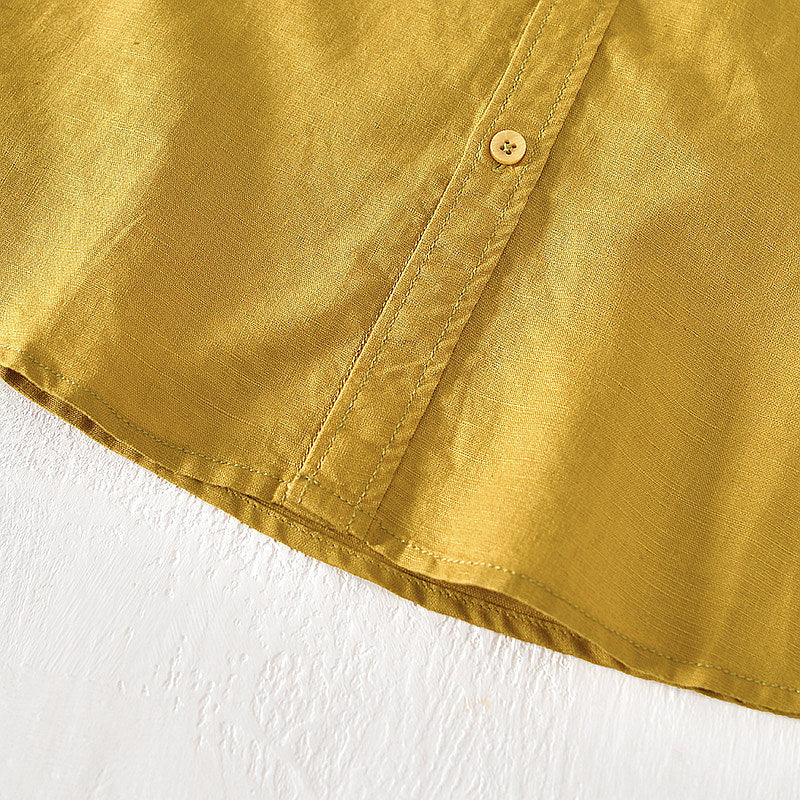 Chemise en lin homme à manches courtes décontractée et légère 7