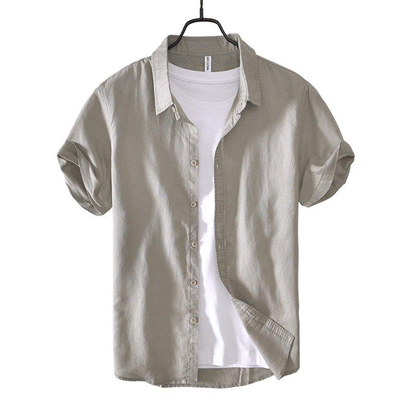 Chemise en lin homme à manches courtes décontractée et légère 9