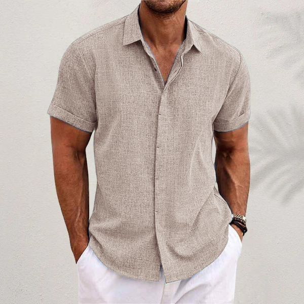 Chemise en lin homme à manches courtes élégante 11