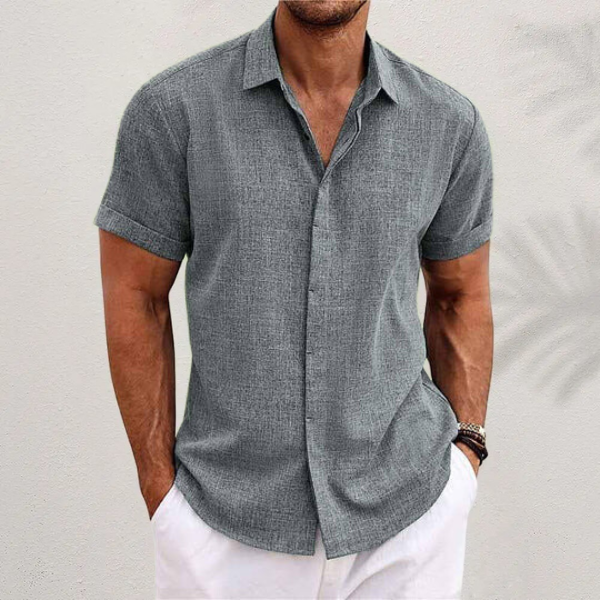 Chemise en lin homme à manches courtes élégante 7