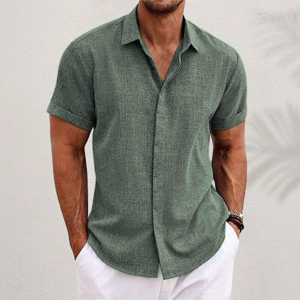Chemise en lin homme à manches courtes élégante 8