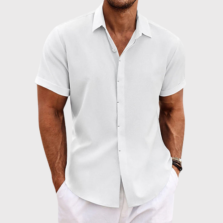 Chemise en lin homme à manches courtes élégante 9
