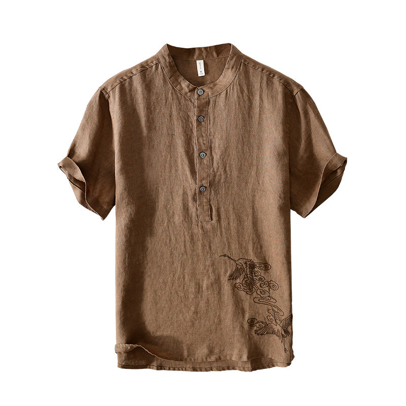 Chemise en lin homme à manches courtes élégante pour l'été 0