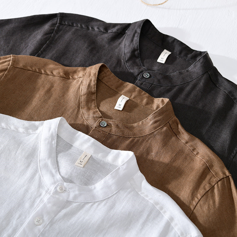 Chemise en lin homme à manches courtes élégante pour l'été 7