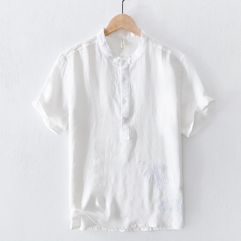Chemise en lin homme à manches courtes élégante pour l'été 8