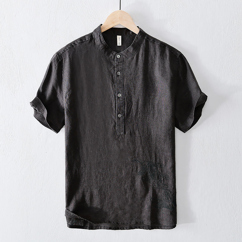 Chemise en lin homme à manches courtes élégante pour l'été 9