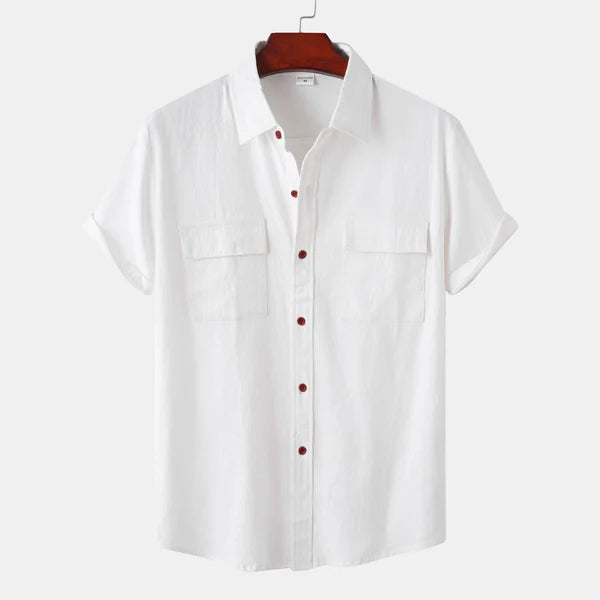 Chemise en lin homme à manches courtes en mélange coton 6