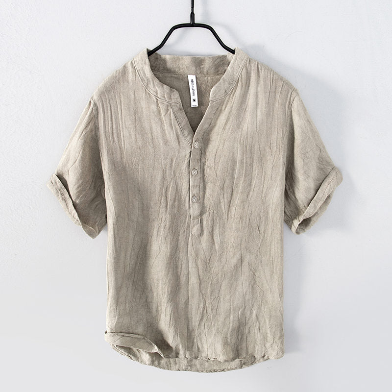 Chemise en lin homme à manches courtes légère pour l'été 8