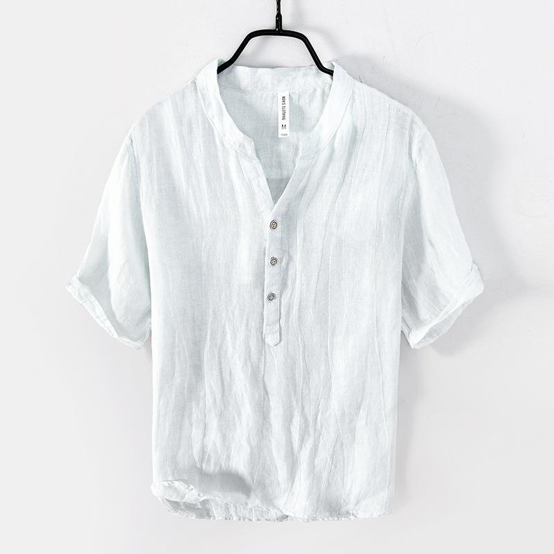 Chemise en lin homme à manches courtes légère pour l'été 9