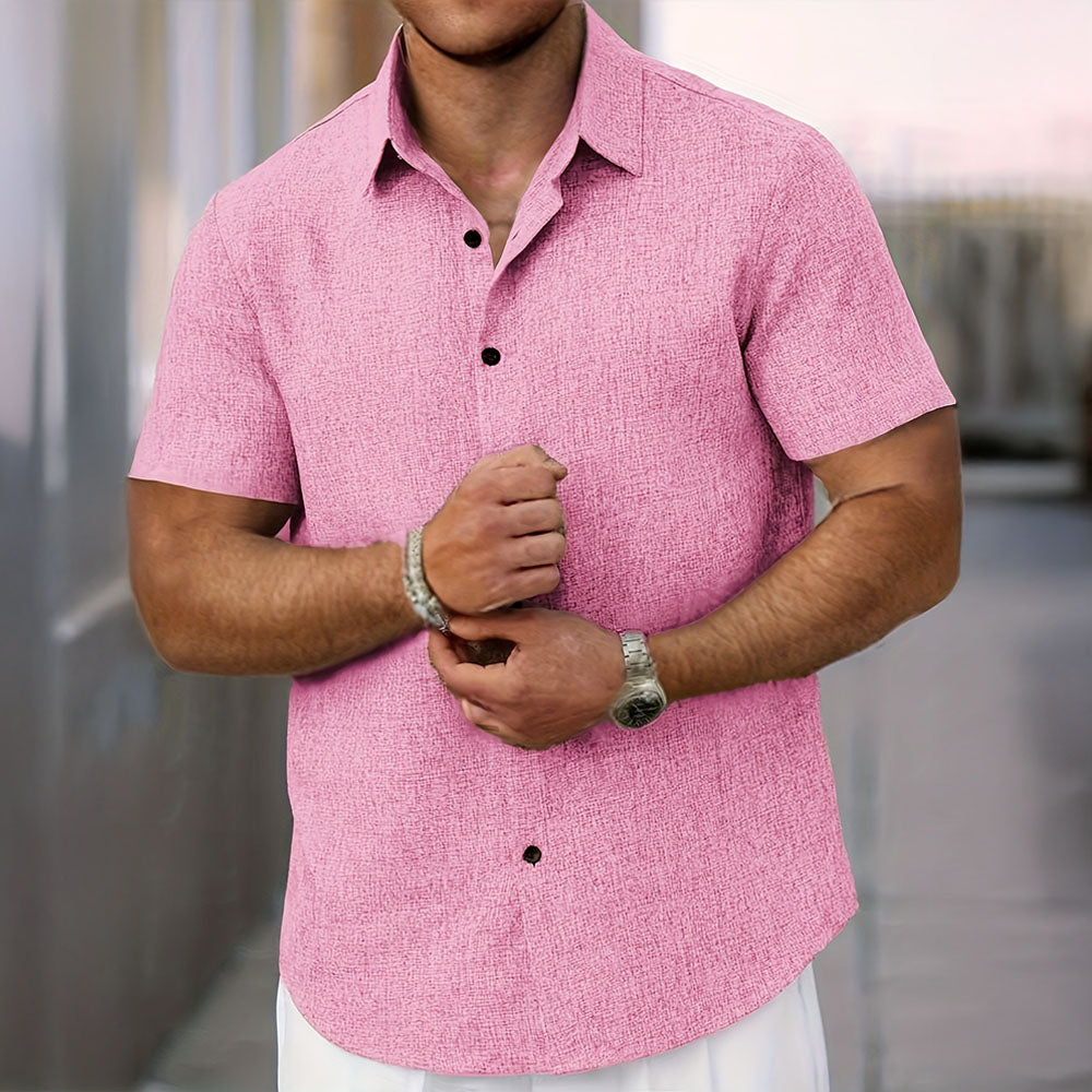 Chemise en lin homme à manches courtes pour temps chaud 2