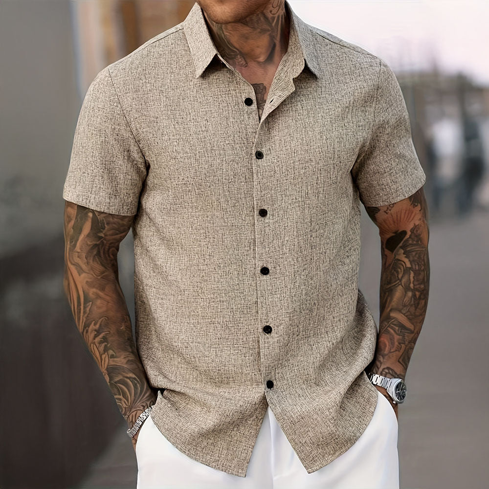 Chemise en lin homme à manches courtes pour temps chaud 4