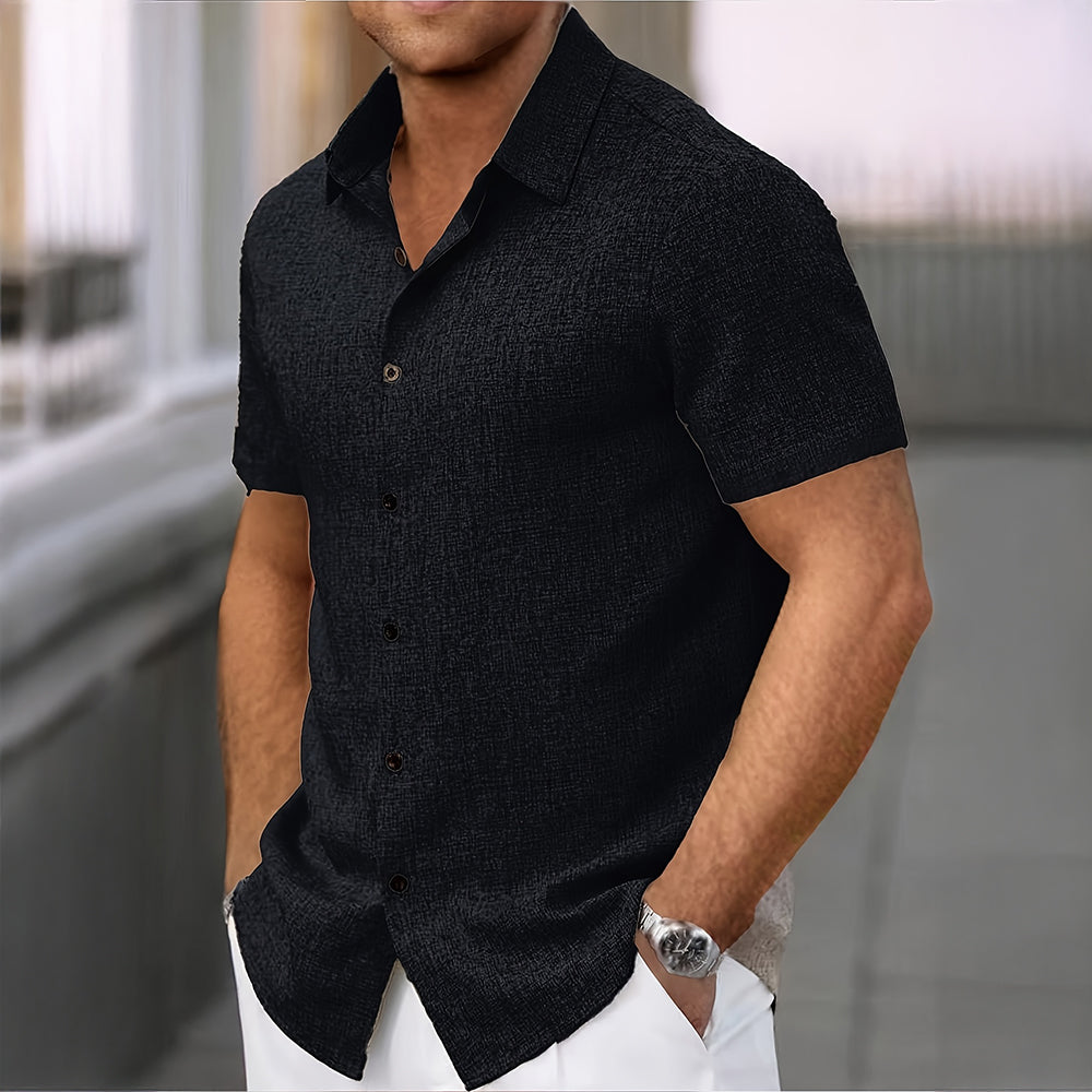 Chemise en lin homme à manches courtes pour temps chaud 5