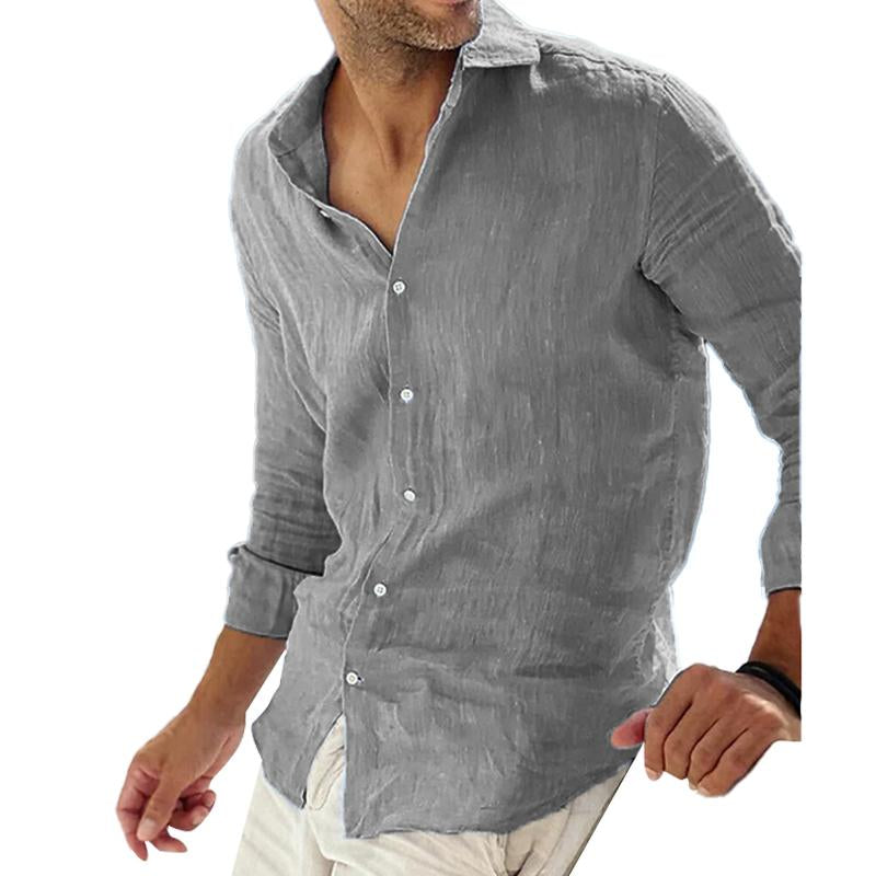 Chemise en lin homme à manches longues avec col à revers 3