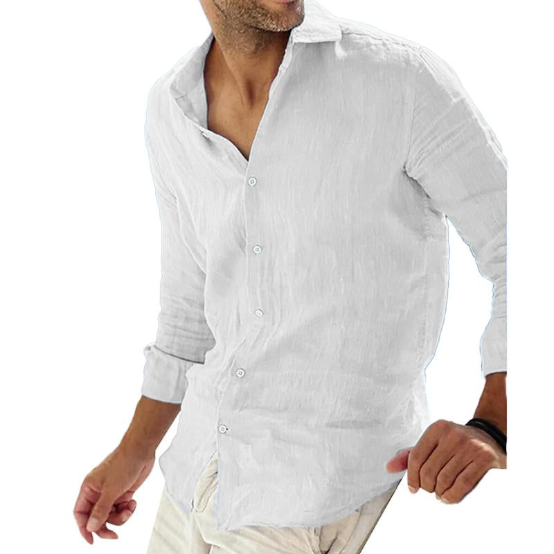 Chemise en lin homme à manches longues avec col à revers 4