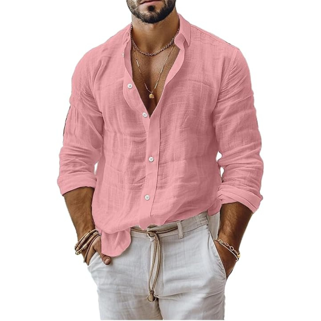 Chemise en lin homme ajustée légère pour l'été 0