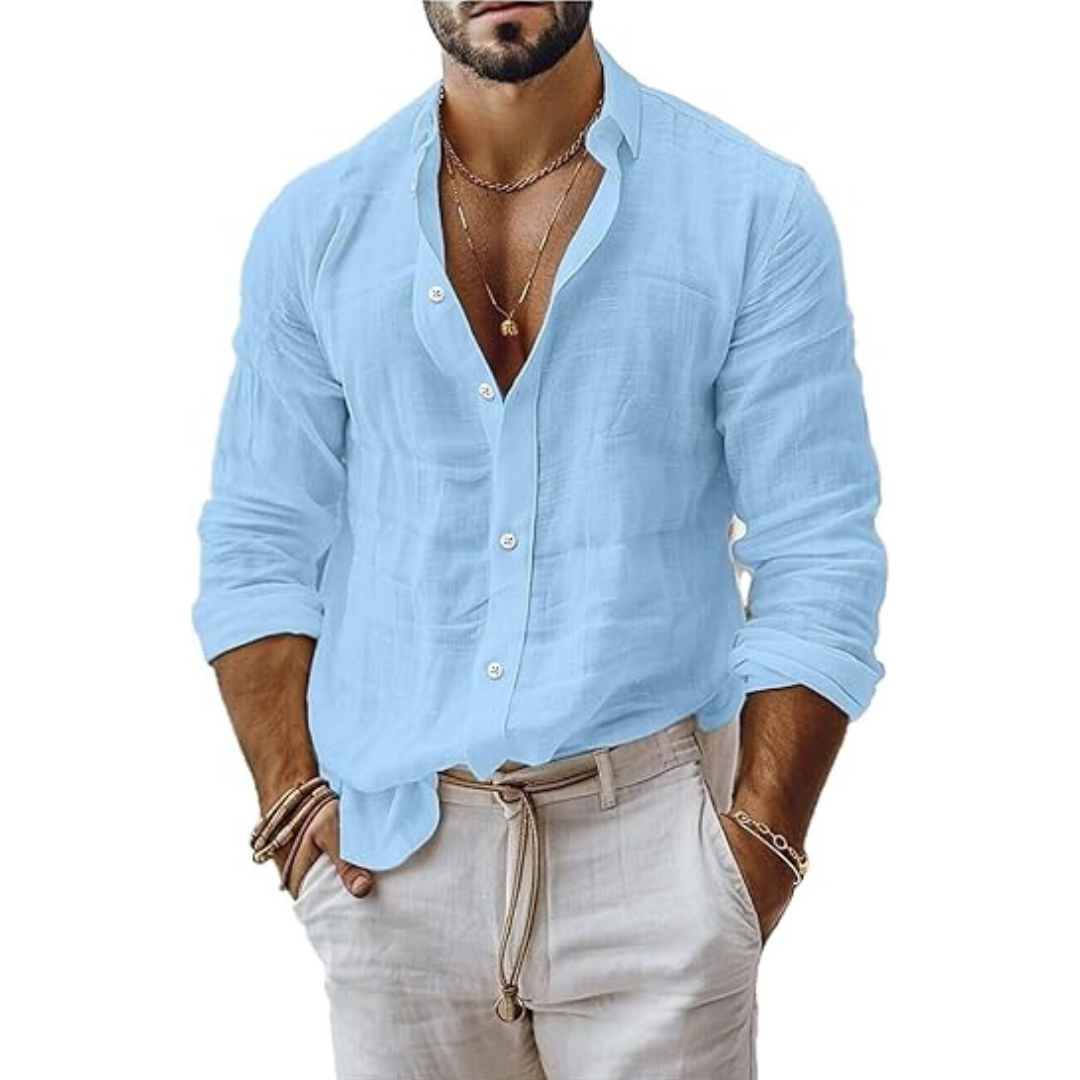 Chemise en lin homme ajustée légère pour l'été 2