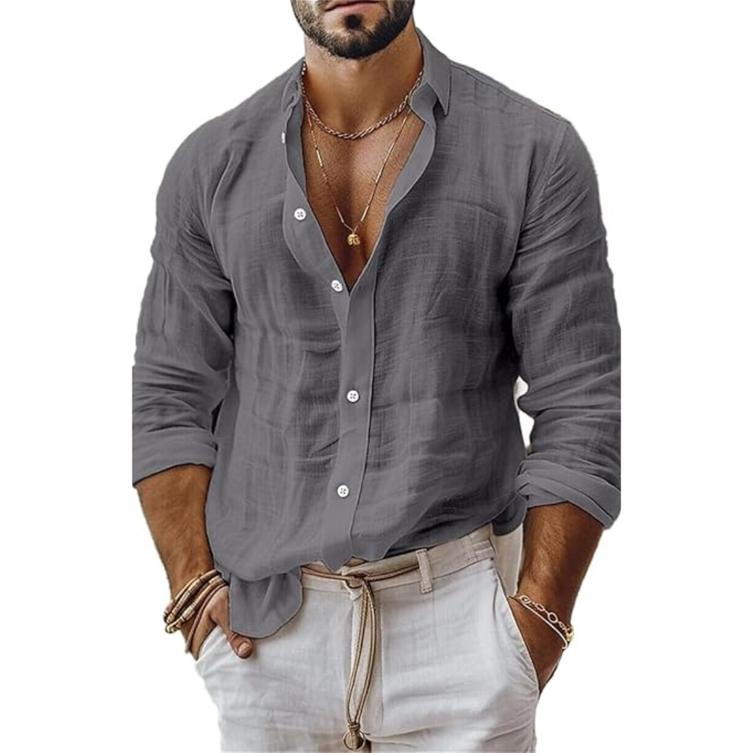Chemise en lin homme ajustée légère pour l'été 3