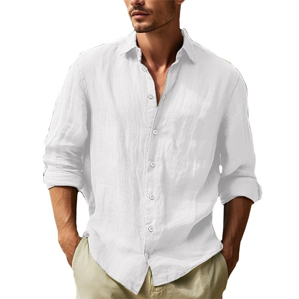 Chemise en lin homme décontractée, légère et élégante 0
