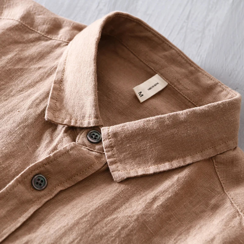 Chemise en lin homme décontractée, respirante et élégante 5