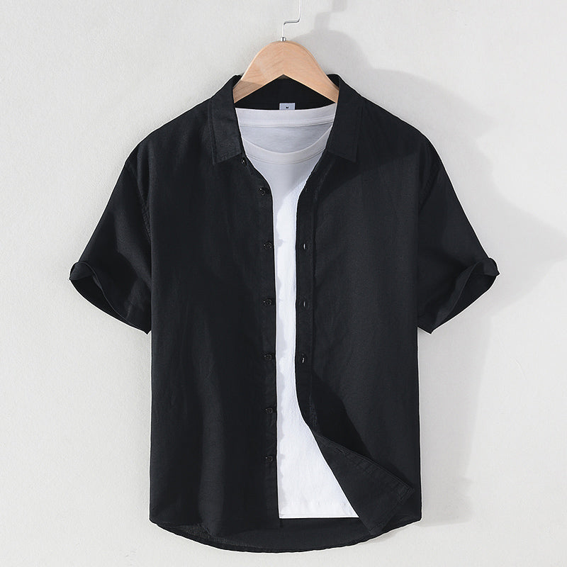 Chemise en lin homme décontractée à manches courtes 12