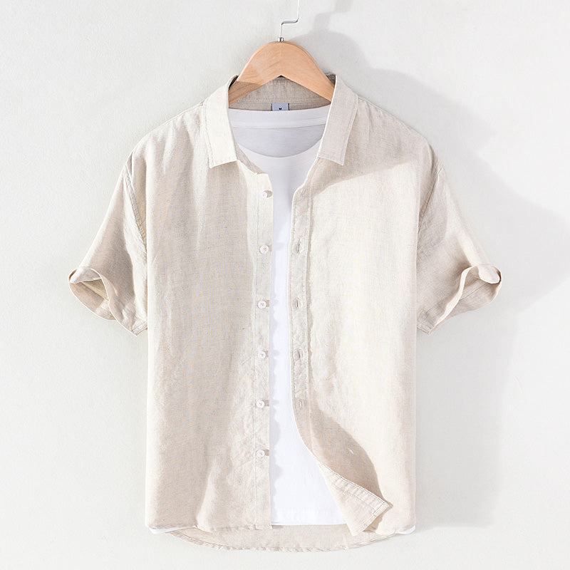Chemise en lin homme décontractée à manches courtes 15