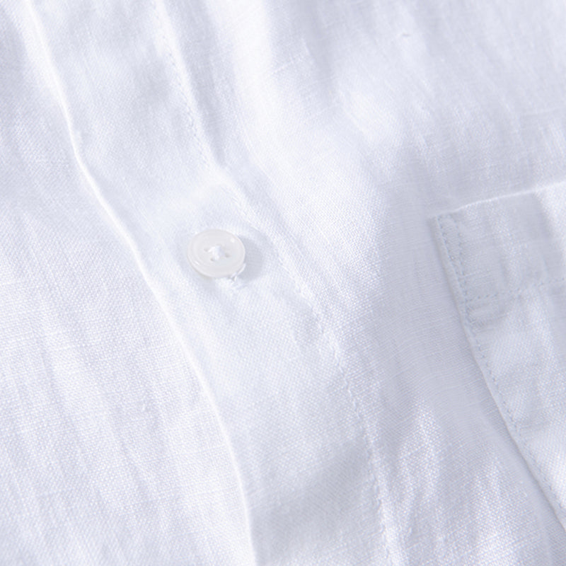 Chemise en lin homme décontractée à manches courtes 5