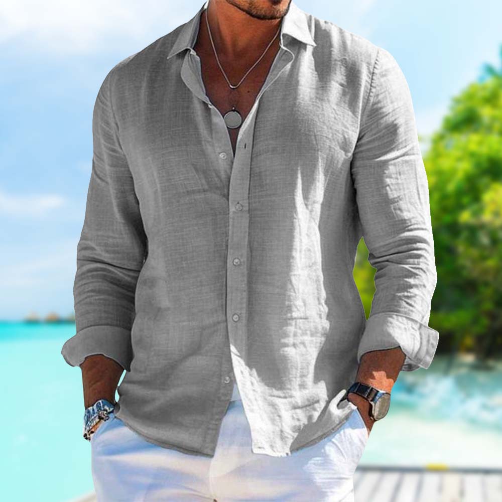 Chemise en lin homme décontractée avec coupe relaxée 4