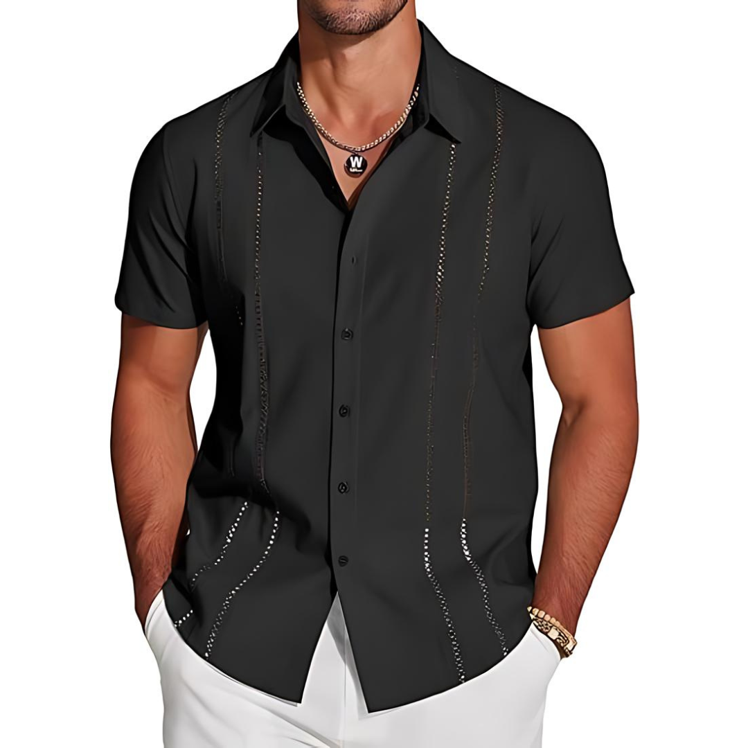 Chemise en lin homme décontractée avec design cubain 6