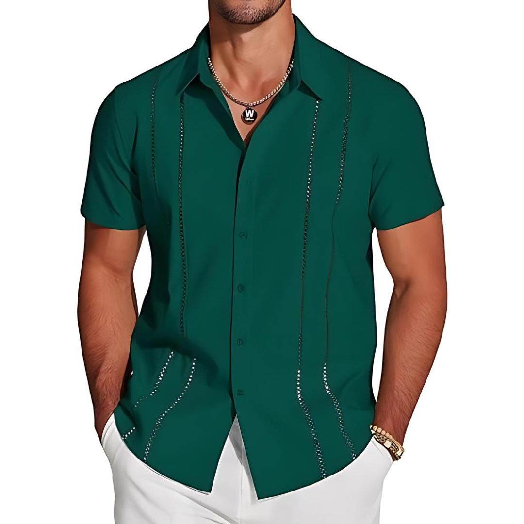 Chemise en lin homme décontractée avec design cubain 8