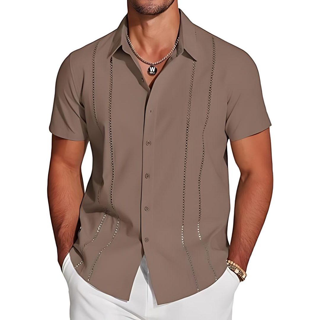 Chemise en lin homme décontractée avec design cubain 9
