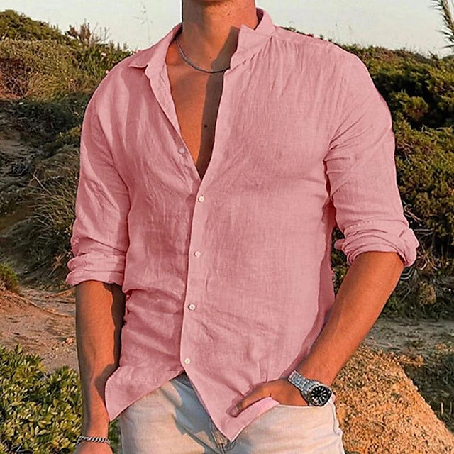 Chemise en lin homme décontractée coupe confortable 2