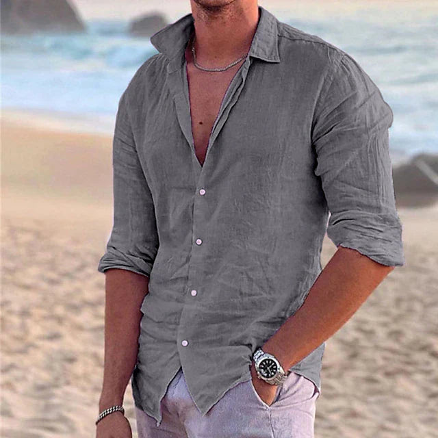 Chemise en lin homme décontractée coupe confortable 4