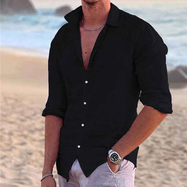 Chemise en lin homme décontractée coupe confortable 5