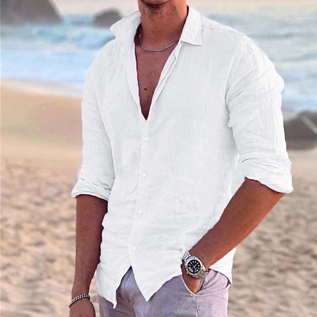 Chemise en lin homme décontractée coupe confortable 6