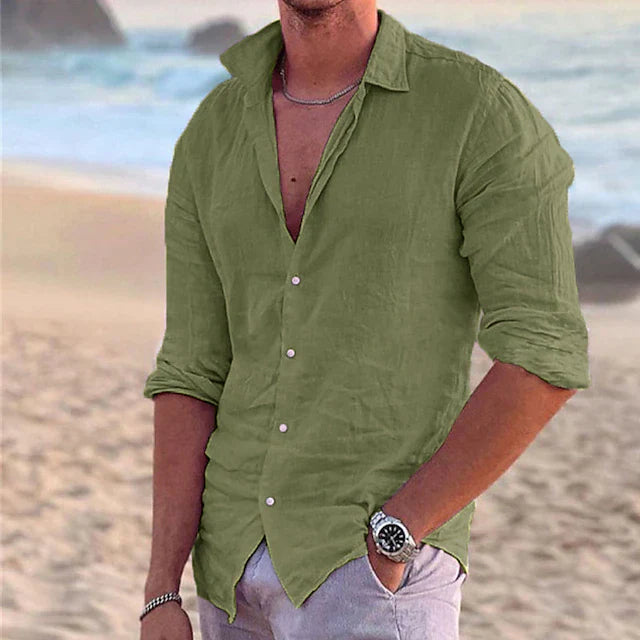 Chemise en lin homme décontractée coupe confortable 7