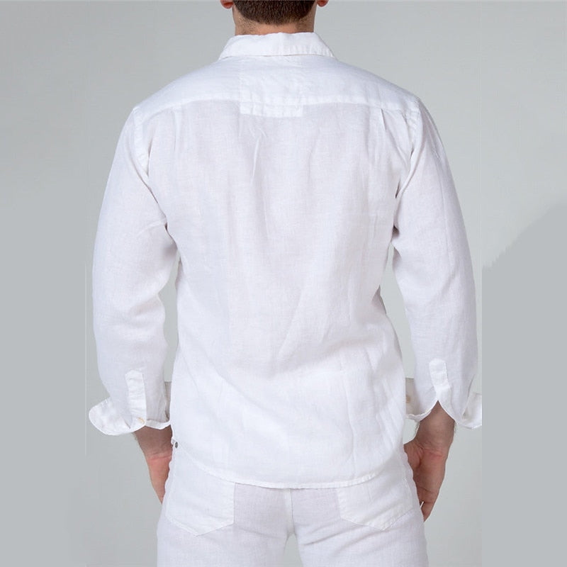 Chemise en lin homme décontractée en tissu ultra-doux 1
