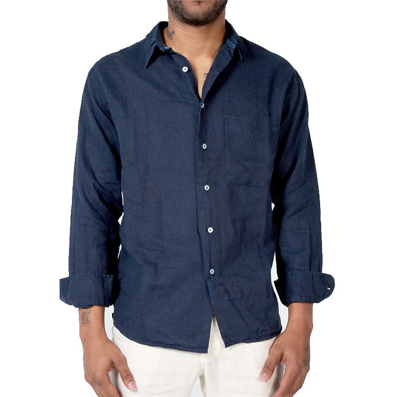Chemise en lin homme décontractée en tissu ultra-doux 5