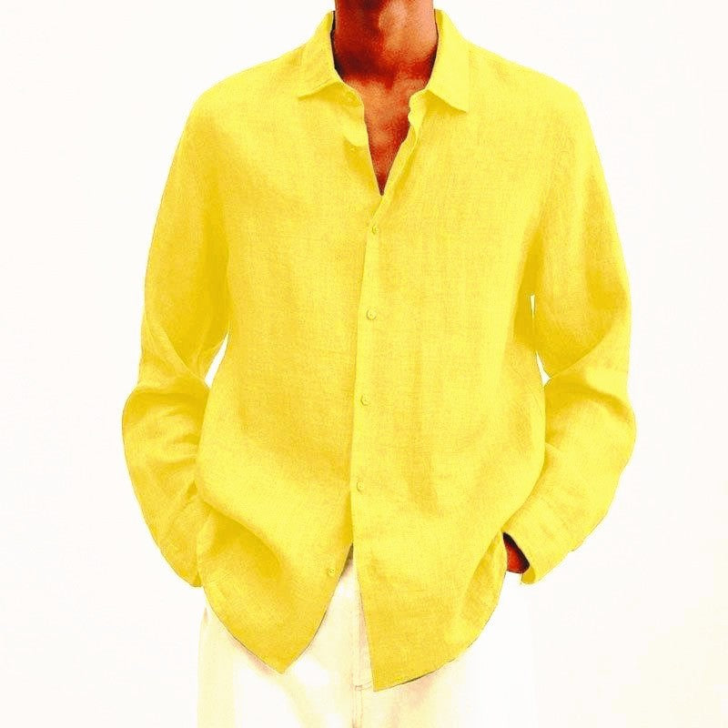 Chemise en lin homme élégante à col classique, coupe ajustée 12