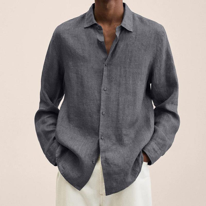 Chemise en lin homme élégante à col classique, coupe ajustée 13
