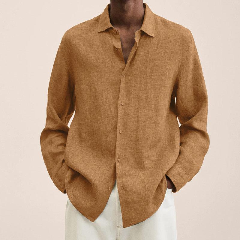 Chemise en lin homme élégante à col classique, coupe ajustée 4