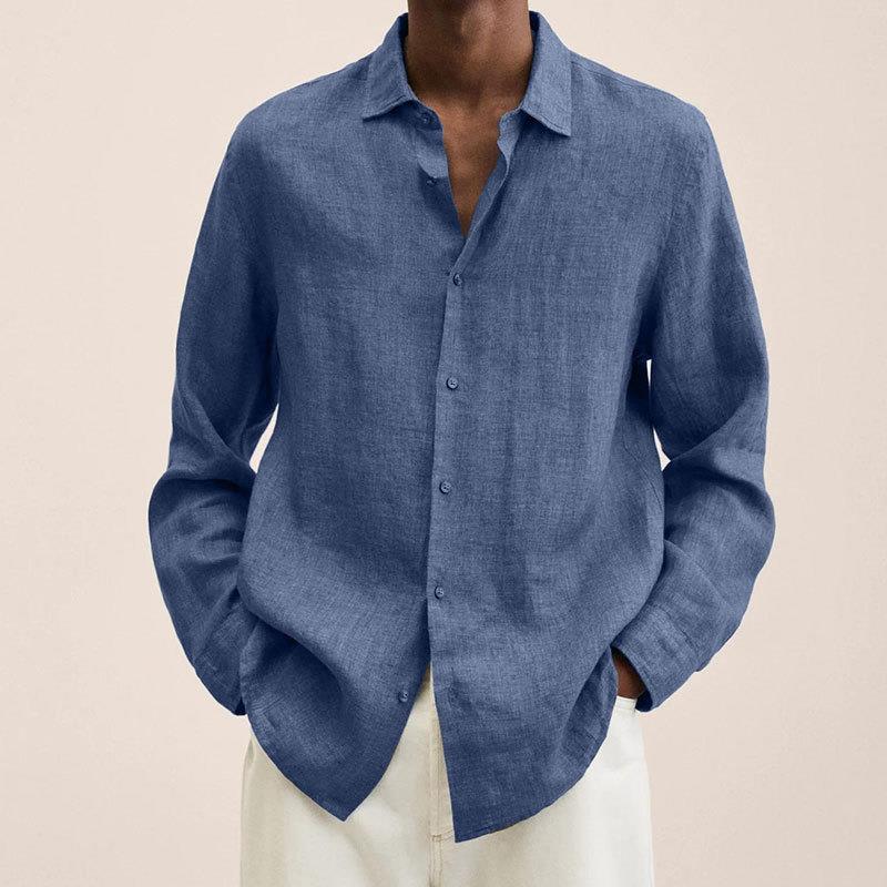 Chemise en lin homme élégante à col classique, coupe ajustée 5